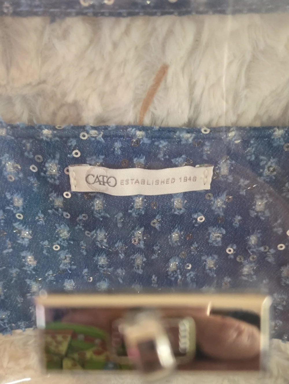 Cato Clear Tote with Blue Sequince Trim